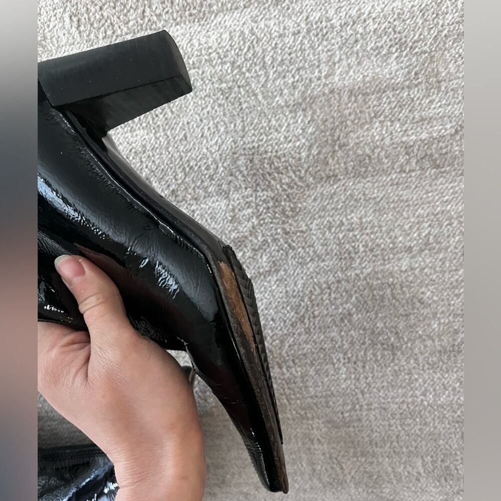 Aquatalia Black Patent Leather Boots size 5 Mob Wife - Picture 5 of 9